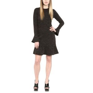 Michael Michael Kors Printed Flounce-Trim Dress Size MD